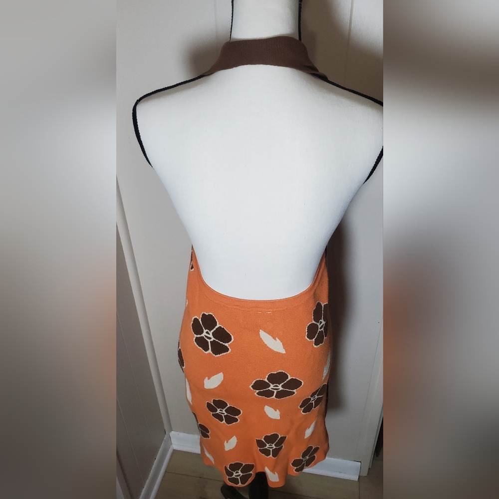 Cider Large Retro Floral Halter Neck Scoop‎ Back Mini Stretch dress - Picture 7 of 12